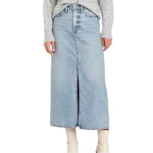 Old Navy Light Blue Denim Midi Skirt High Waist Size 2